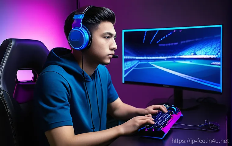 FC온라인 월드 클래스 도전 - **Prompt for Mental Preparation:**
    "A male gamer, aged 20-28, sits intently focused in front of ...